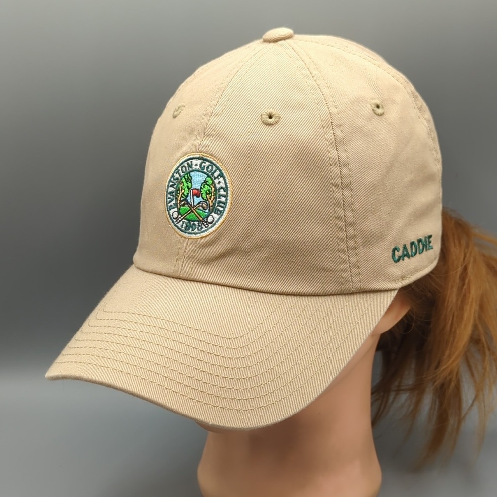 Evanston Golf Club Caddie American Needle Hat Cap Khaki Strapback Adjustable